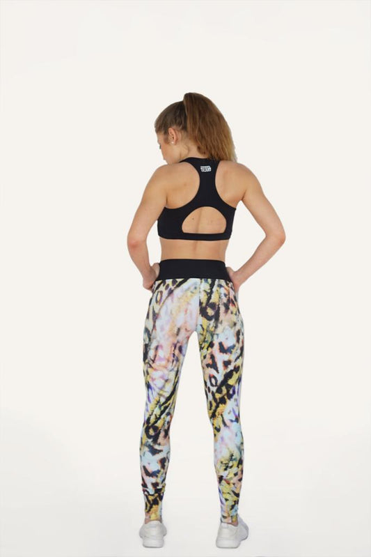 Leopard Leggings im Aquarell-Animal-Print, Rückansicht