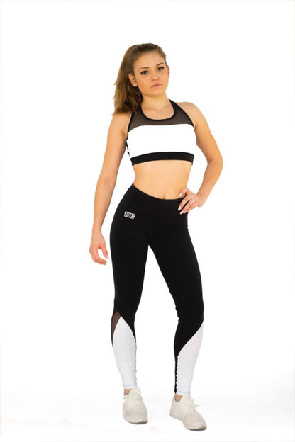 Black & White Sport-BH und Leggings im Set, Frontansicht