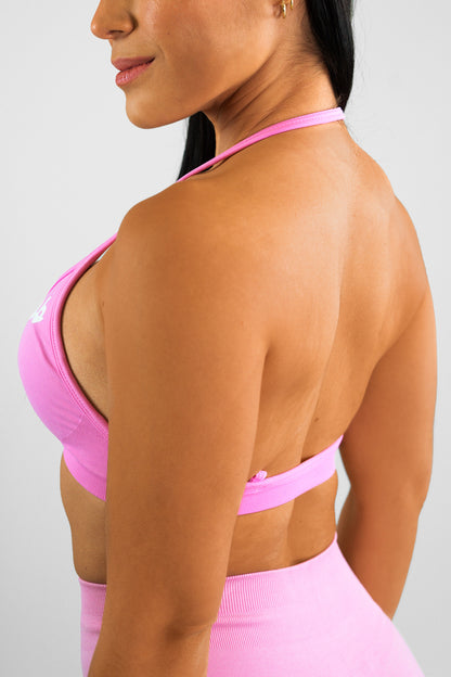 Pinker  2in1 Crossback Backless Sport BH von hinten Nahaufnahme