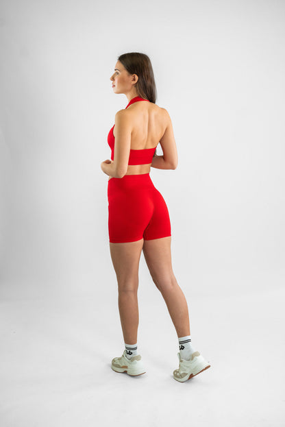 Daily Set Red – Sport-BH und Scrunch Shorts in Rot, Rückansicht