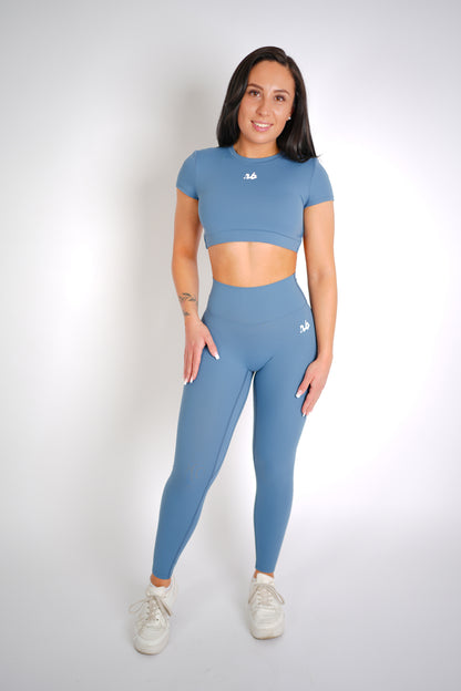 Glamour Scrunch Leggings Vintage Blue von vorne