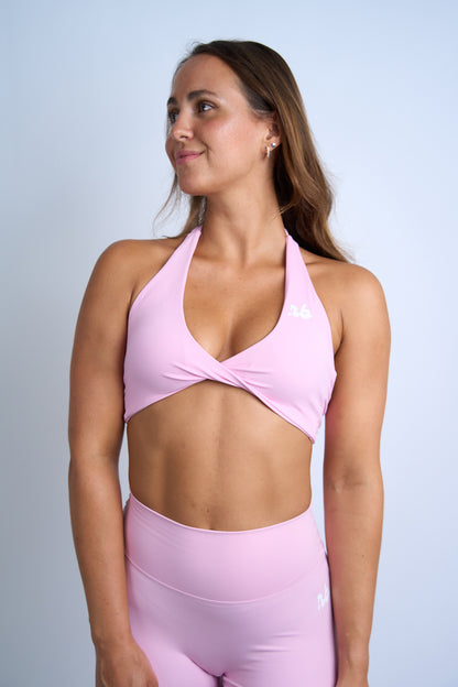 Twist Backless Sport-BH von vorne in pink Nahaufnahme