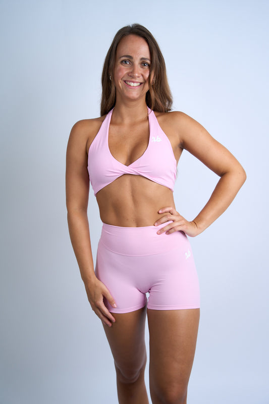Twist Backless Sport-BH von vorne in pink
