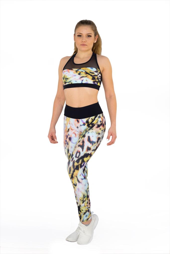 Leopard Set – Sport-BH und Leggings, Frontansicht